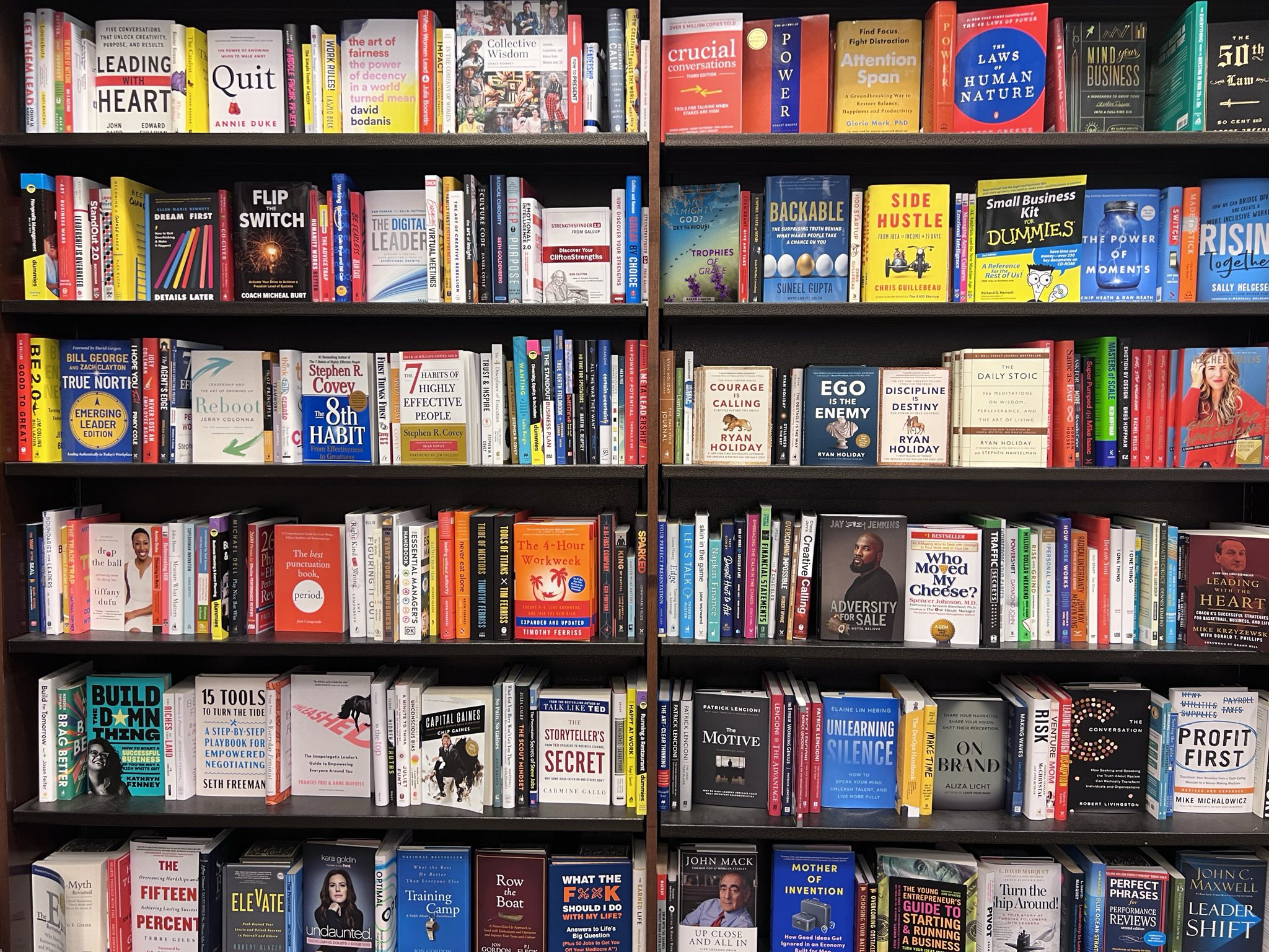 Authors' book on bookstore shelf